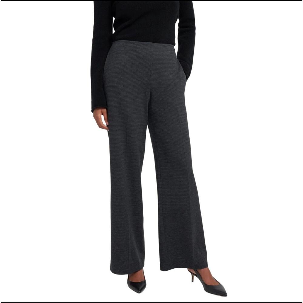 NWT Theory Wide Pant Black Multi Hounds Knit Trouser Size 10
